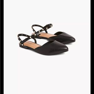 Lane Bryant Black Studded Strap Flats